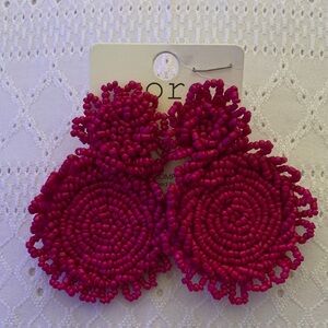 Vibrant Fuchsia Beaded Earrings